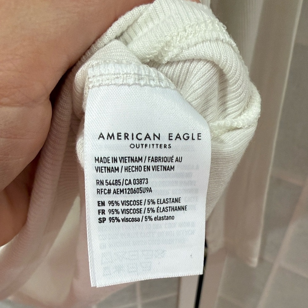 American Eagle Soft & Sexy Rib Long Sleeve Color White Size Small - Picture 3 of 5
